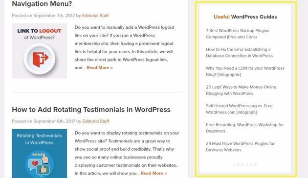 table of contents sidebar for wordpress