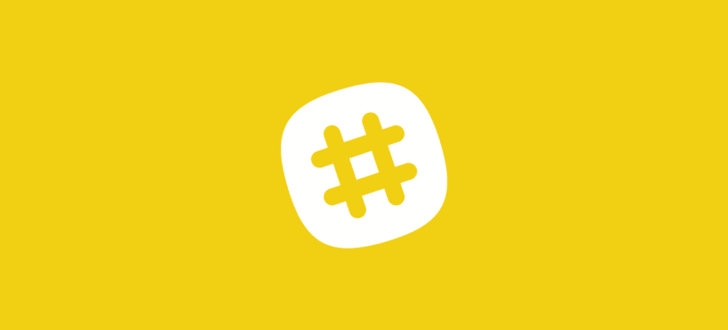 the Slack logo in white on a yellow background