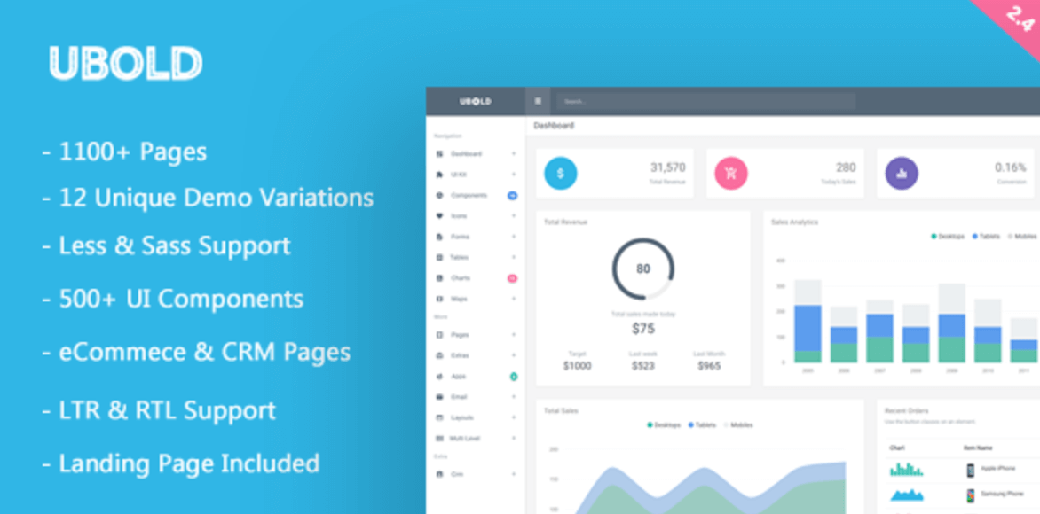 Ubold web app theme for wordpress