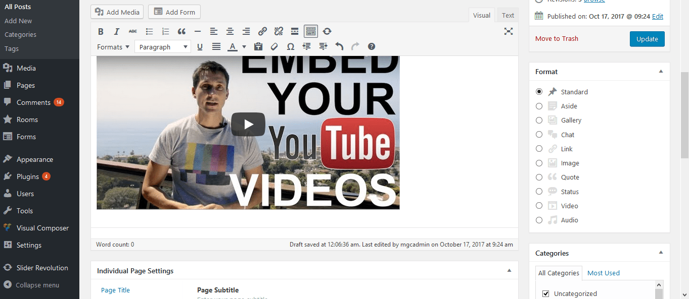 Embed video on wordpress