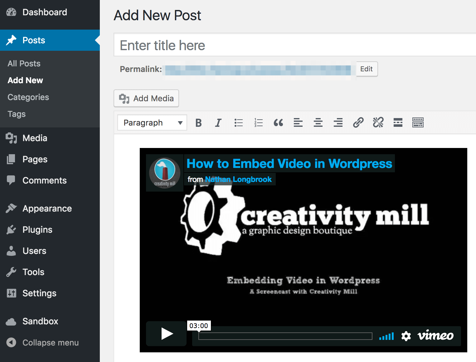 embedding vimeo videos with wordpress