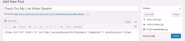 WordPress Live Video Streaming. embedding google hangout video into wordpress site