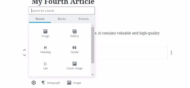 Gutenberg editor features