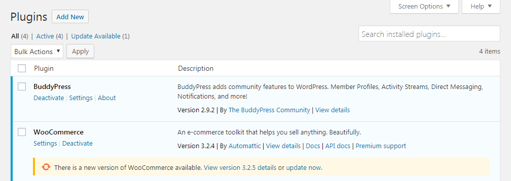 update wordpress plugins