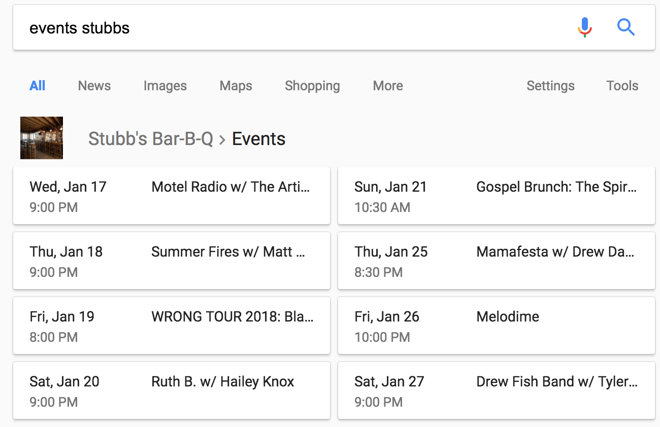 Schema Markup Tutorial: Implementing Event Schema Code in WordPress for enhanced SEO visibility at Stubbs Bar-B-Q events.