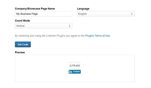 add linkedin follow button to wordpress site