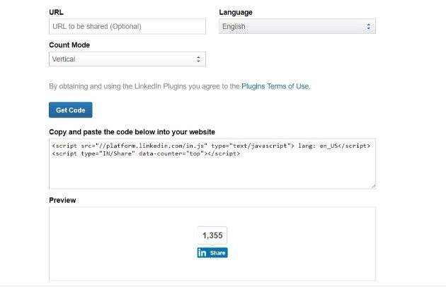 how to add linkedin share button to wordpress 