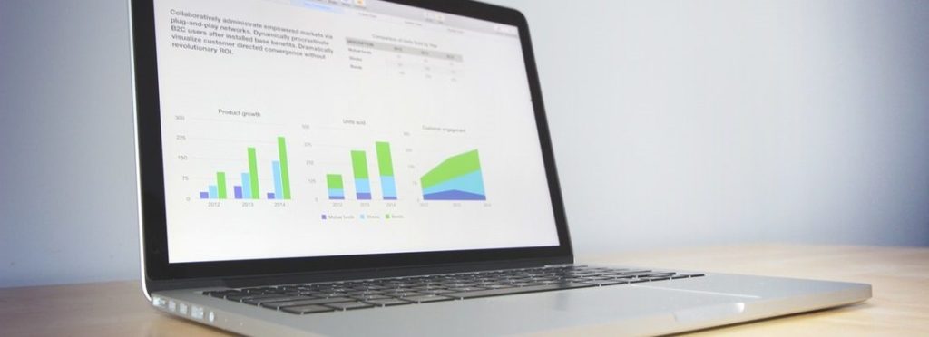WordPress Plugins for Data Visualization and BI Reports. a computer showing charts that display site data. Wordpress Data Visualization Plugin