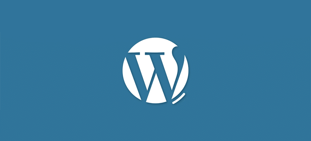 the WordPress logo in white displayed on a background of the brand's blue color