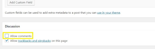 step by step disable comments