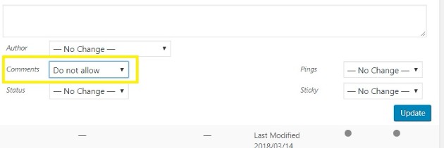 disable comments on wordpress 