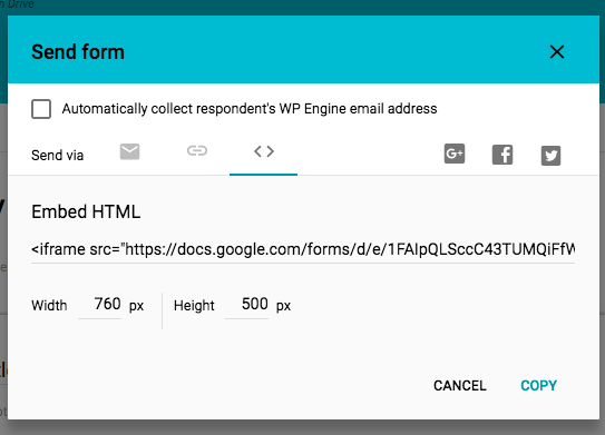 embed google form in wordpress