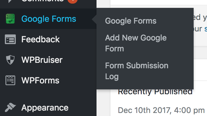 google forms wordpress options