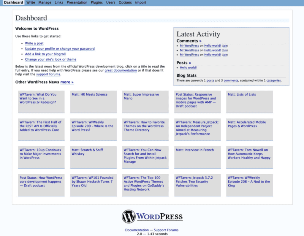 WordPress Version 2.0