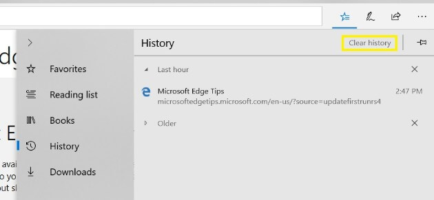 microsoft edge clear cache on exit