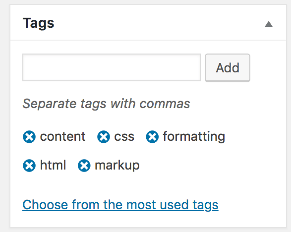 Wordpress tags