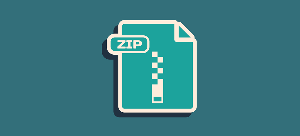 teal icon representing a zip file on a darker blue background