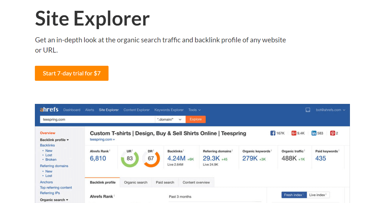 ahrefs site explorer tool to disavow links