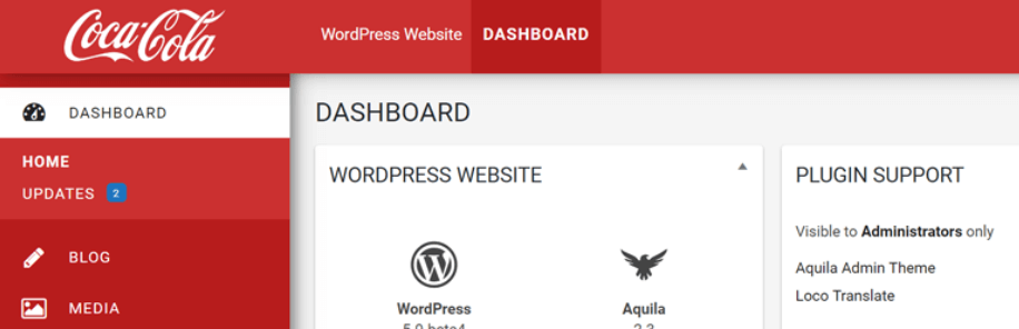 custom dashboard in wordpress 