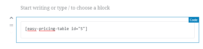 wordpress pricing table shortcode