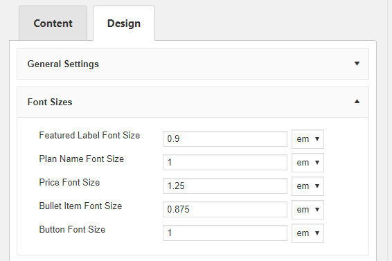 configure wordpress pricing table