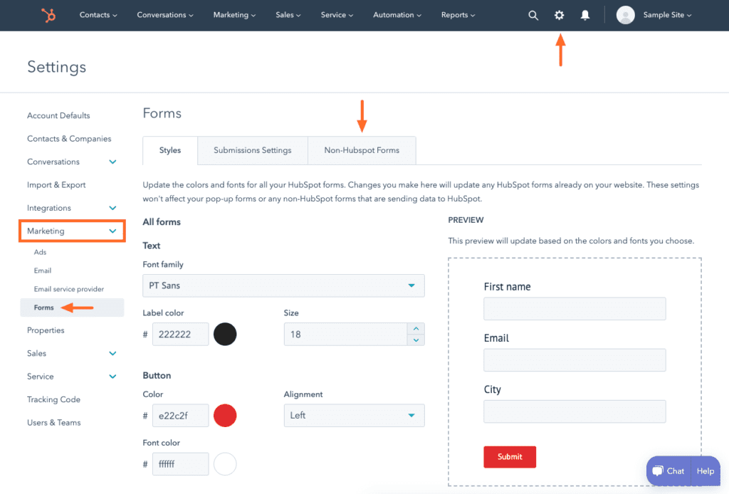 Designing forms in HubSpot’s All-in-One Marketing plugin.