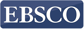 Ebsco logo: EBSCO is written in white serif font on top of a dark blue rectangle with rounded corners