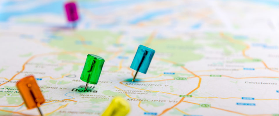 How To Display A User’s IP Address in WordPress. Colorful pins on a map of Italy