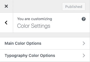 Screenshot of Color Settings in the Customizer