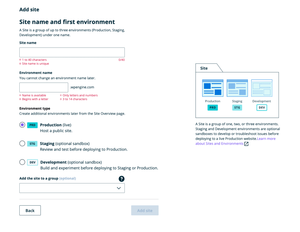 Staging Site Management in your User Portal