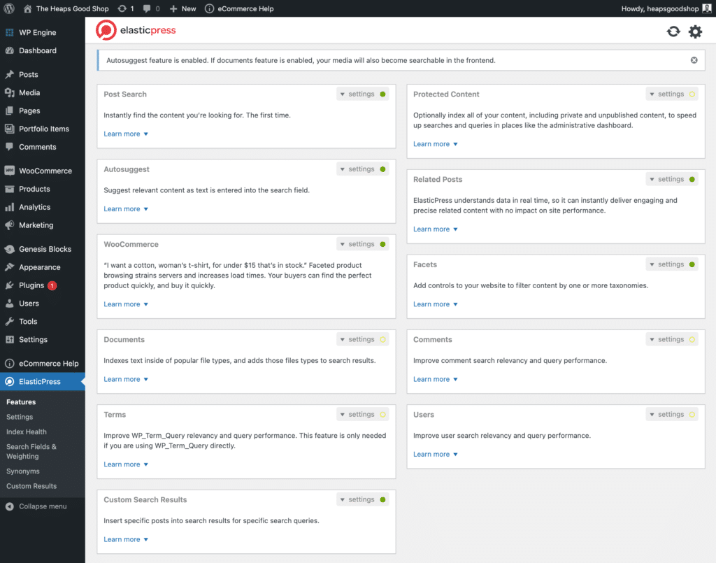 ElasticPress settings