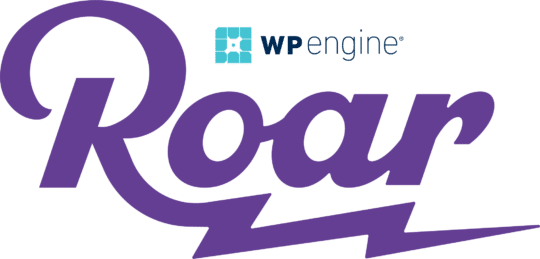 purple wordmark logo for WP Engine's female-focused employee resource group, Roar
