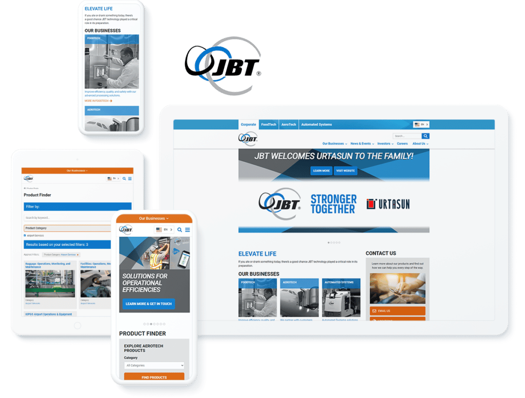 JBT provides a seamless digital experience across multiple languages and devises.