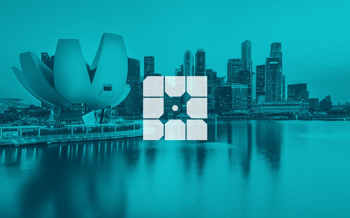 Singapore skyline with WP Engine logo