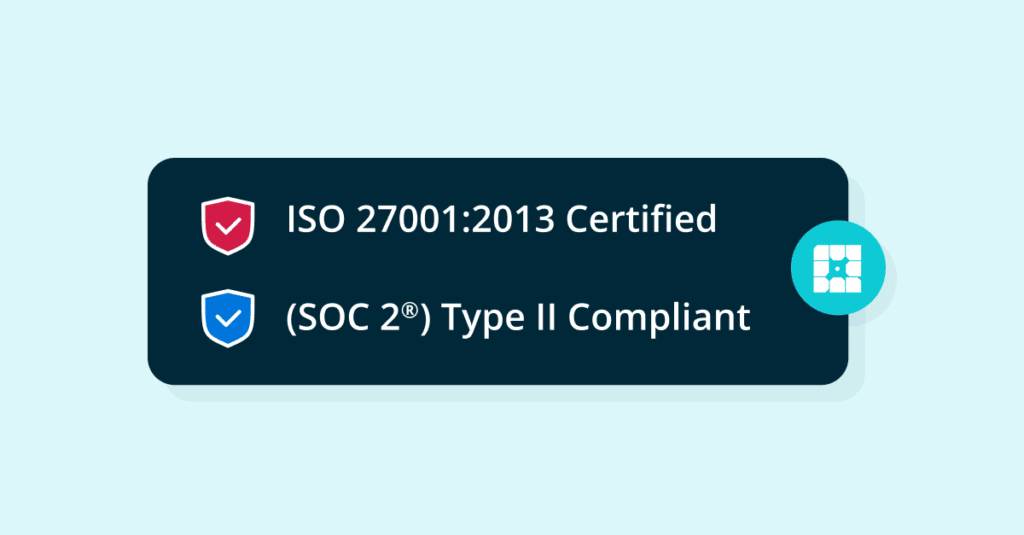 image illustrates that WP Engine is compliant with SOC Type 2 and ISO 27001:2013 security standards