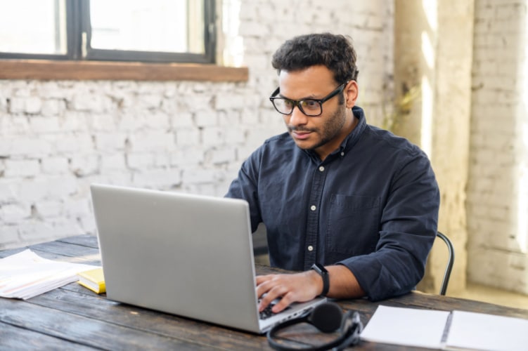 Man working on laptop