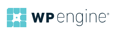 WP Engine wordmark. The blue WP Engine cog sits to the left of the company name