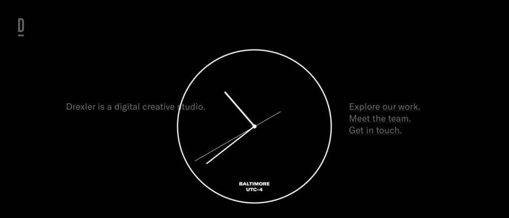 A screenshot of the homepage for Drexler, one of the best agency websites