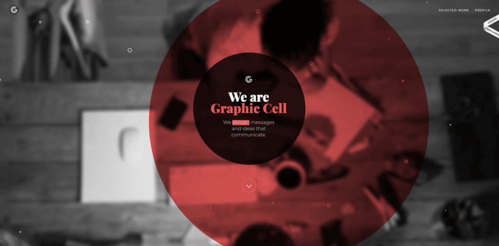A screenshot of the homepage for Graphic Cell, one of the best agency websites