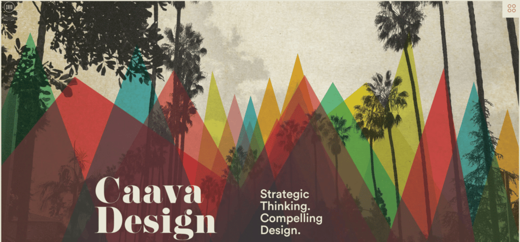 A screenshot of the homepage for Caava Design, one of the best agency websites