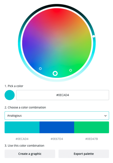 an analogus color palette based on WP Engine's primary brand color