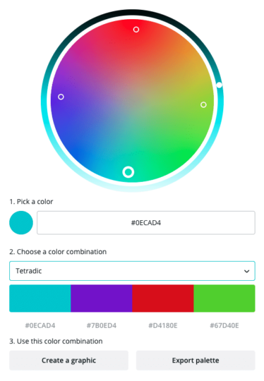 a tetradic color palette based on WP Engine's primary brand color