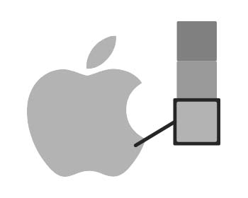 The Apple logo with a shade of gray selected