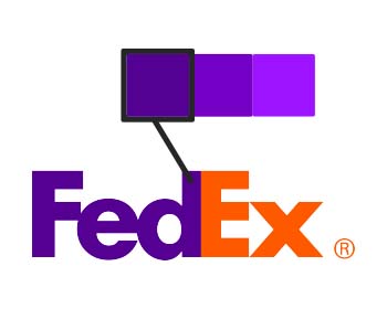 Логото на FedEx с избран нюанс на лилаво