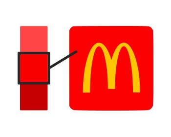 Логото на McDonald's с избран нюанс на червено