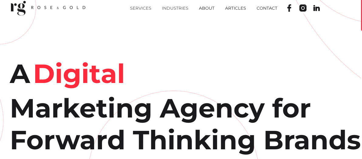 Screenshot from Rose & Gold website