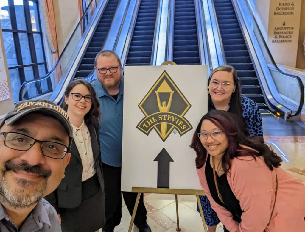 WP Engine attendees stop for a photo at the Stevie Awards Dinner in Las Vegas