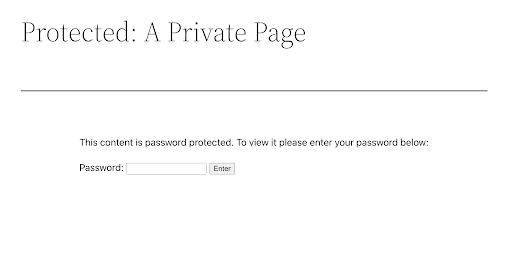 A password-protected page via WordPress
