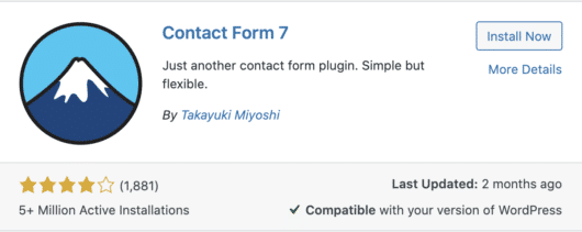 screenshot of Contact Form 7 in the WordPress Plugin Repository