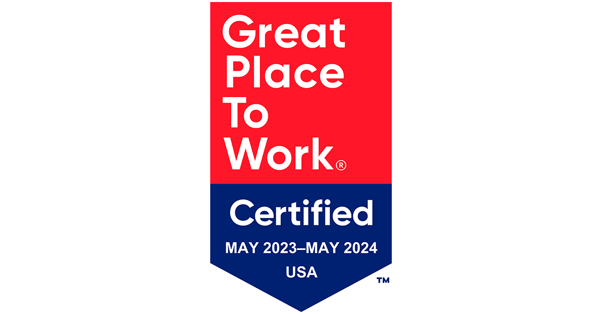 promotional image reads Great Place to Work Certified 2023 USA